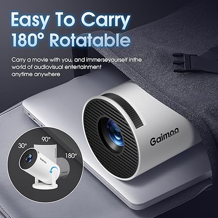 Mini Projector 1080P FHD 4K Support Projector with Mouse Portable Projector with WiFi and Bluetooth 180° Adjustable Auto Keystone HDMI/TV Stick/PS5/Laptop, with HDMI Cable & Mouse